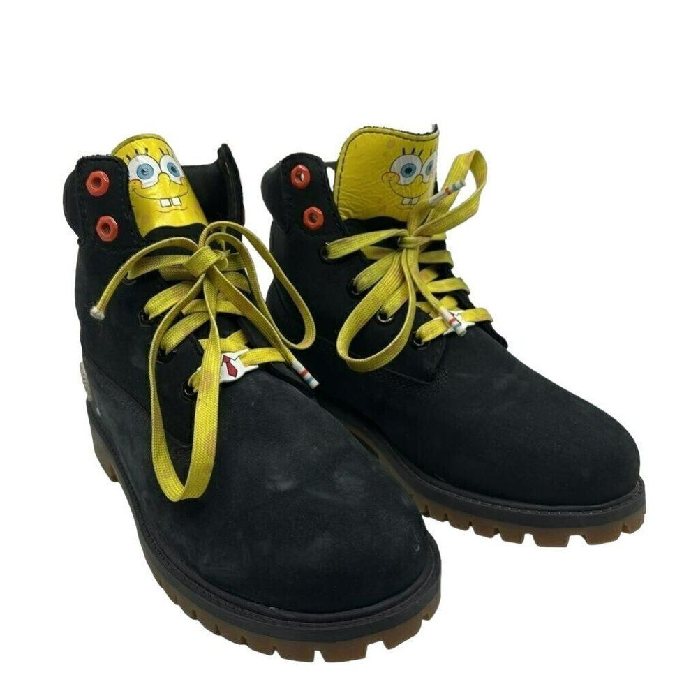 Timberland SpongeBob Boots‎ Boys Size 5 Black Yellow Good Waterproof Limited